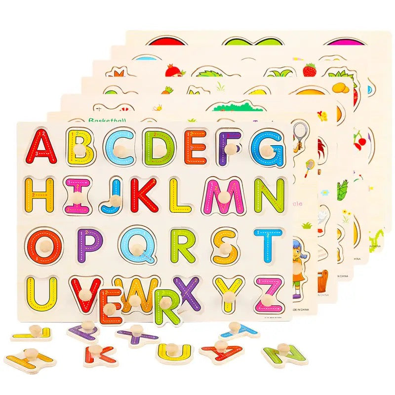 DIY Montessori Educational toy 3D Wooden Puzzle Grab board Sensory Jigsaw Brain Digital letter CraftS Learning Toy Gifts